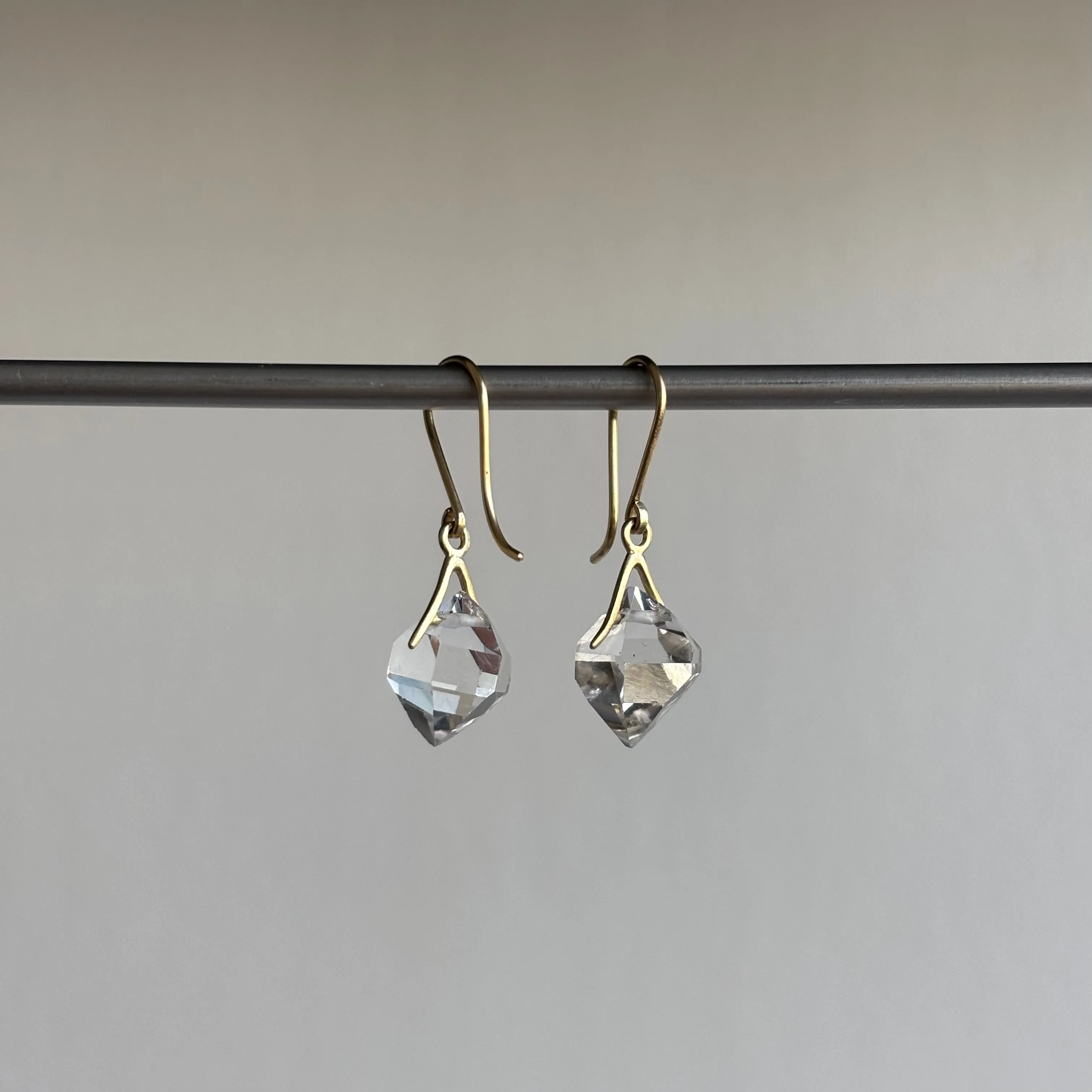 Little Gold Sticks and Stones Herkimer Earrings