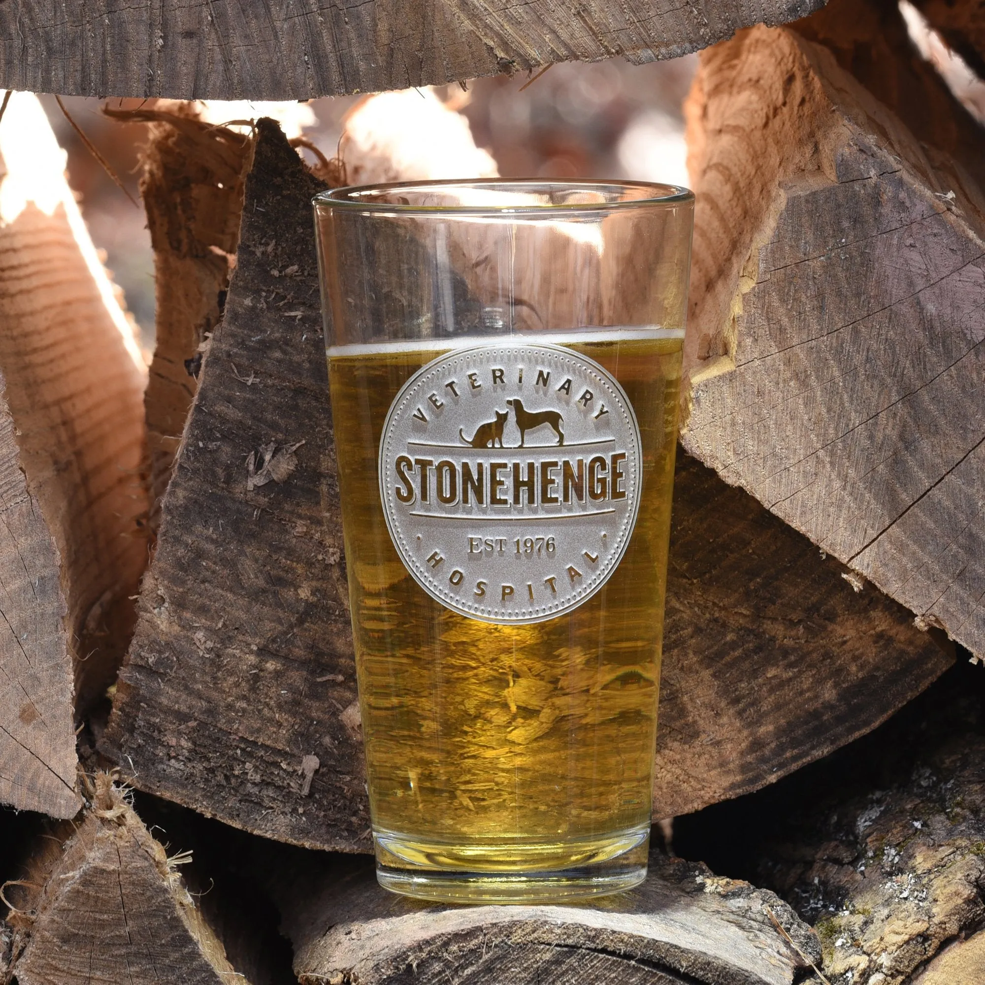 Logo Engraved Pub Pint Glasses (Set of 4)