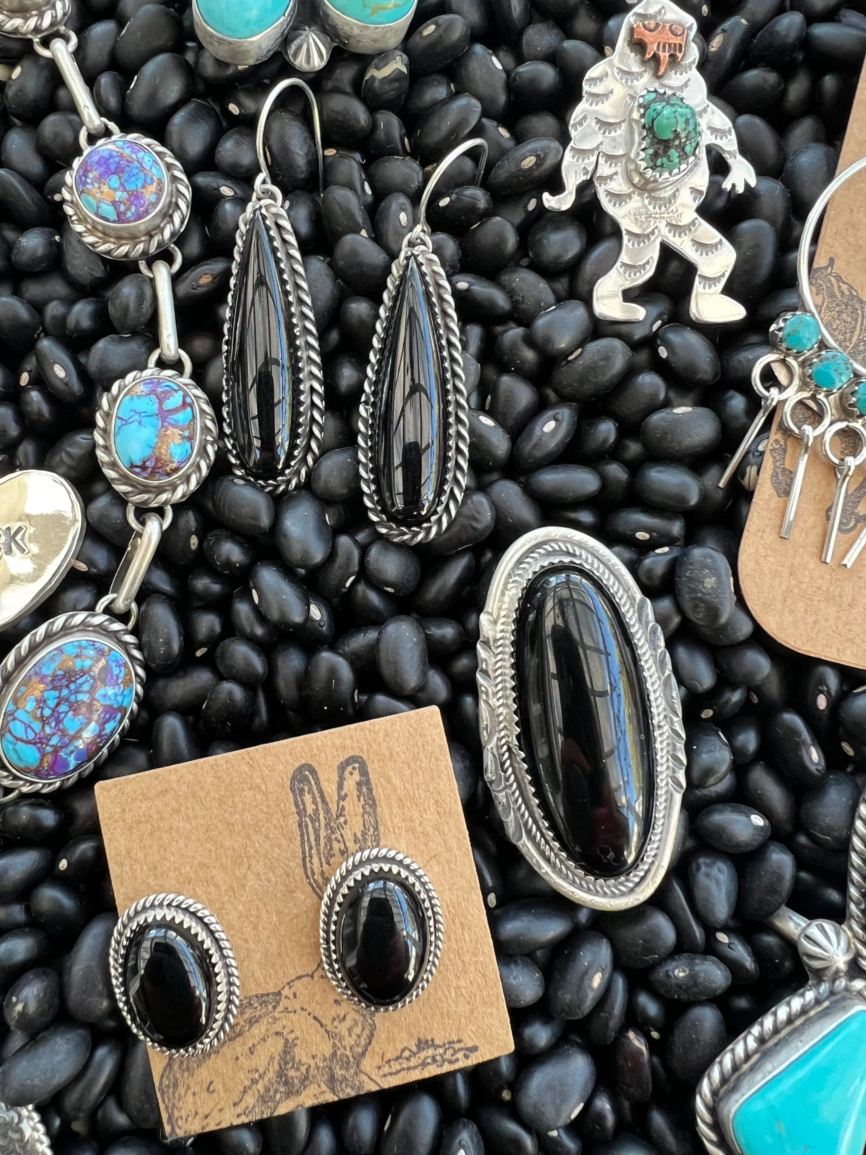 Long Jet Onyx Earrings