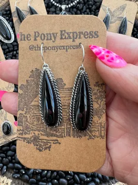 Long Jet Onyx Earrings
