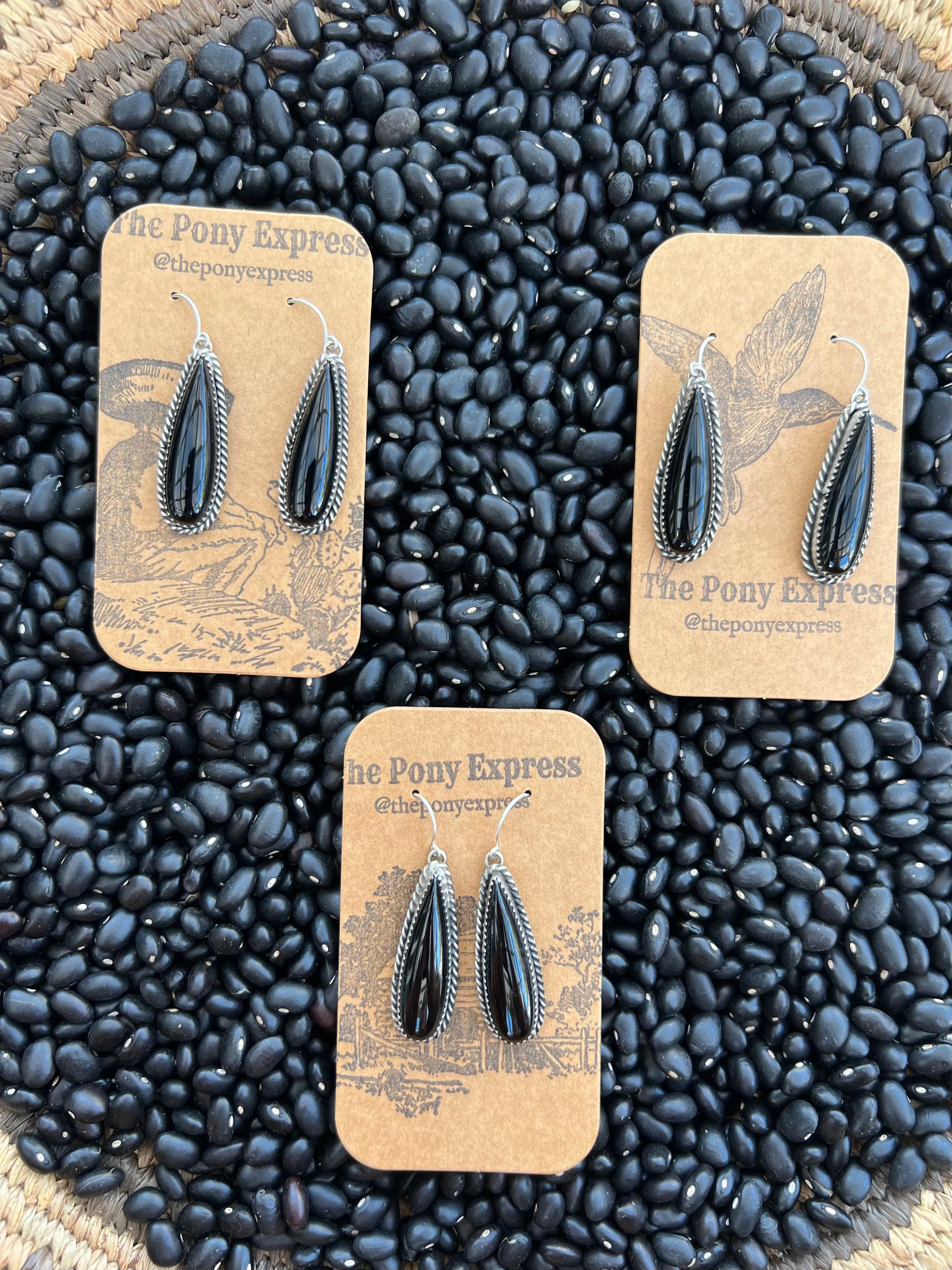 Long Jet Onyx Earrings