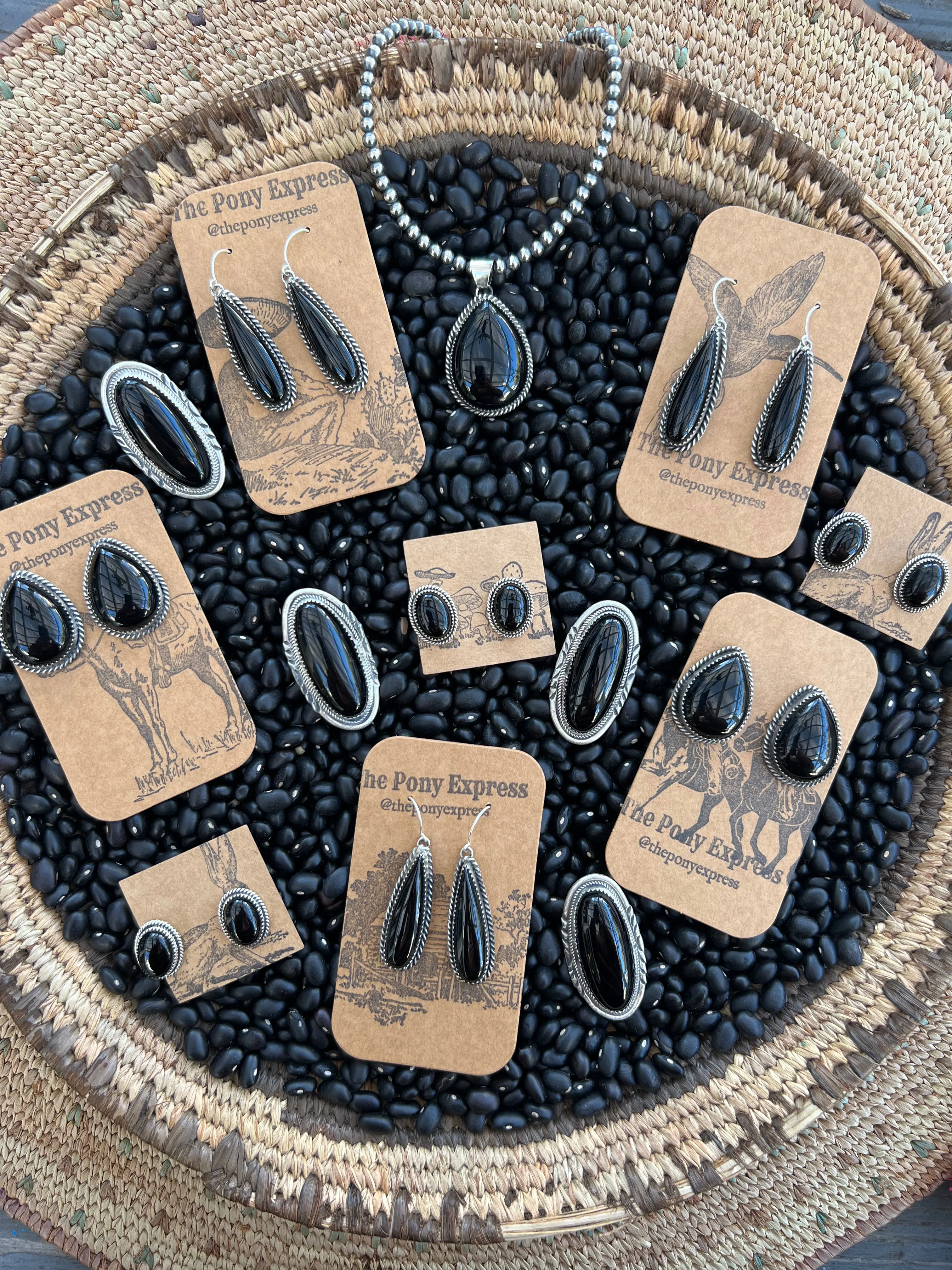 Long Jet Onyx Earrings