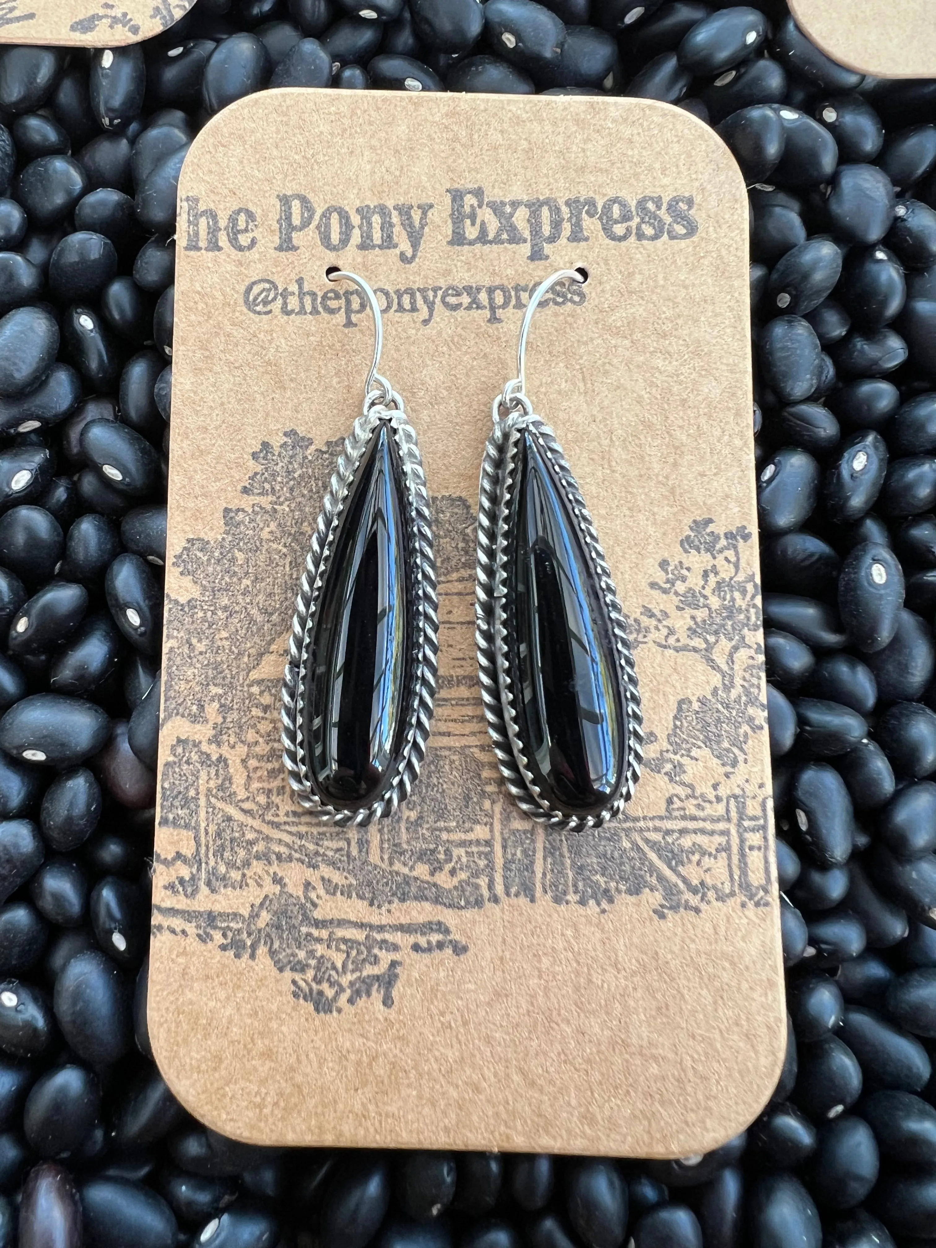 Long Jet Onyx Earrings