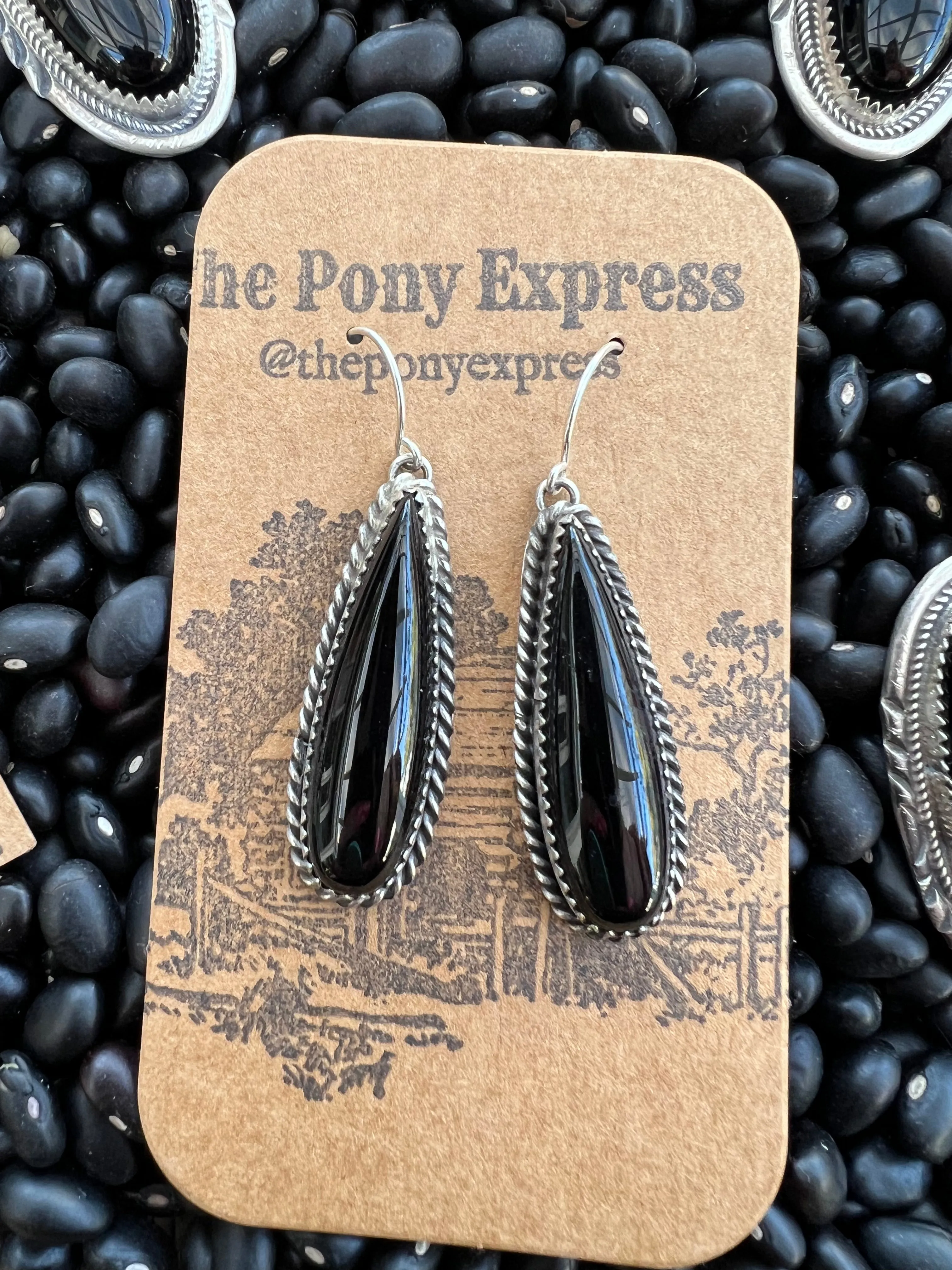 Long Jet Onyx Earrings