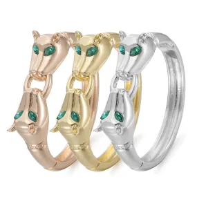 Luxurious Leopard Double T Open Bracelet - Vienna Verve Collection