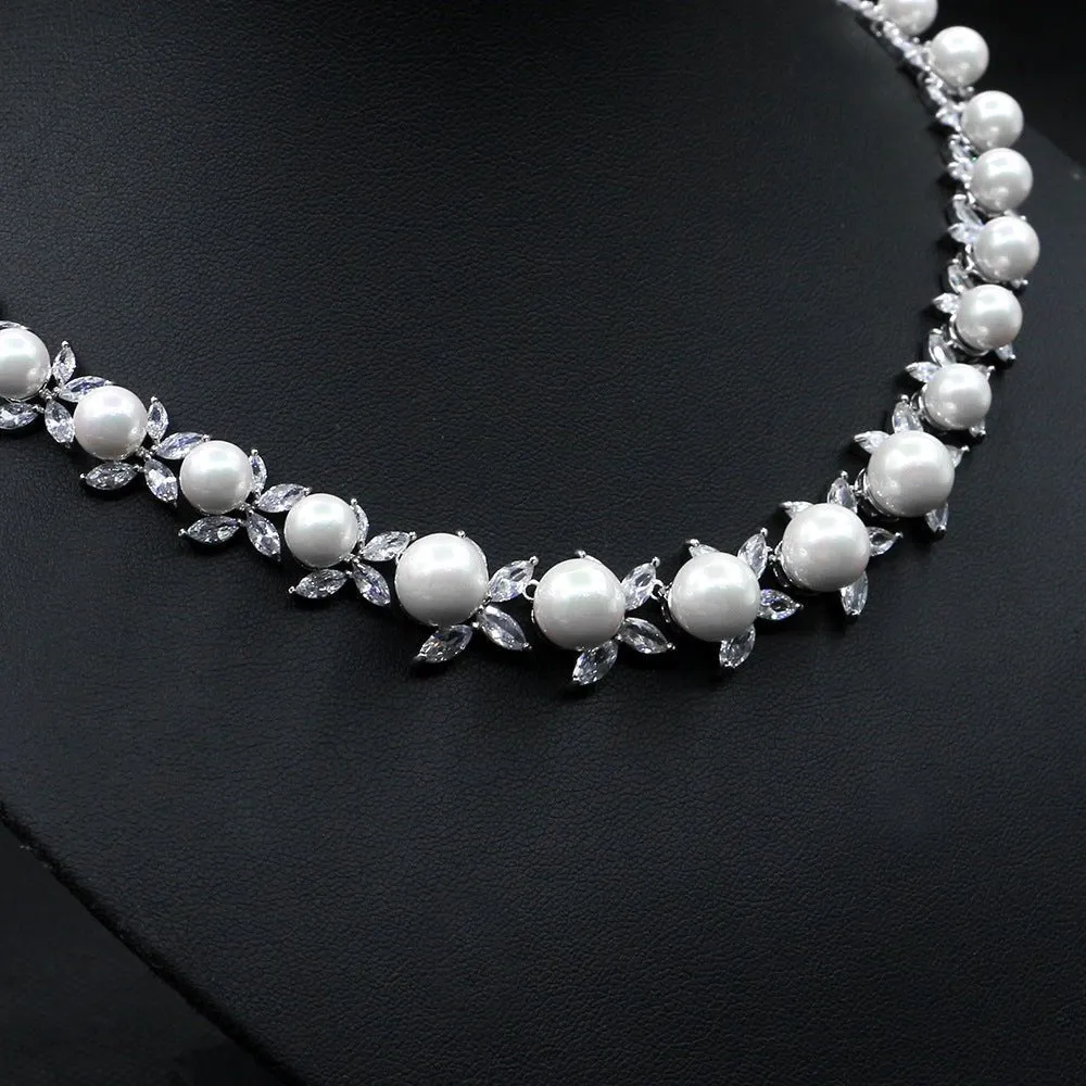 Luxy Moon Mothers Birthstone Necklace Pearl Wedding Jewelry Sets