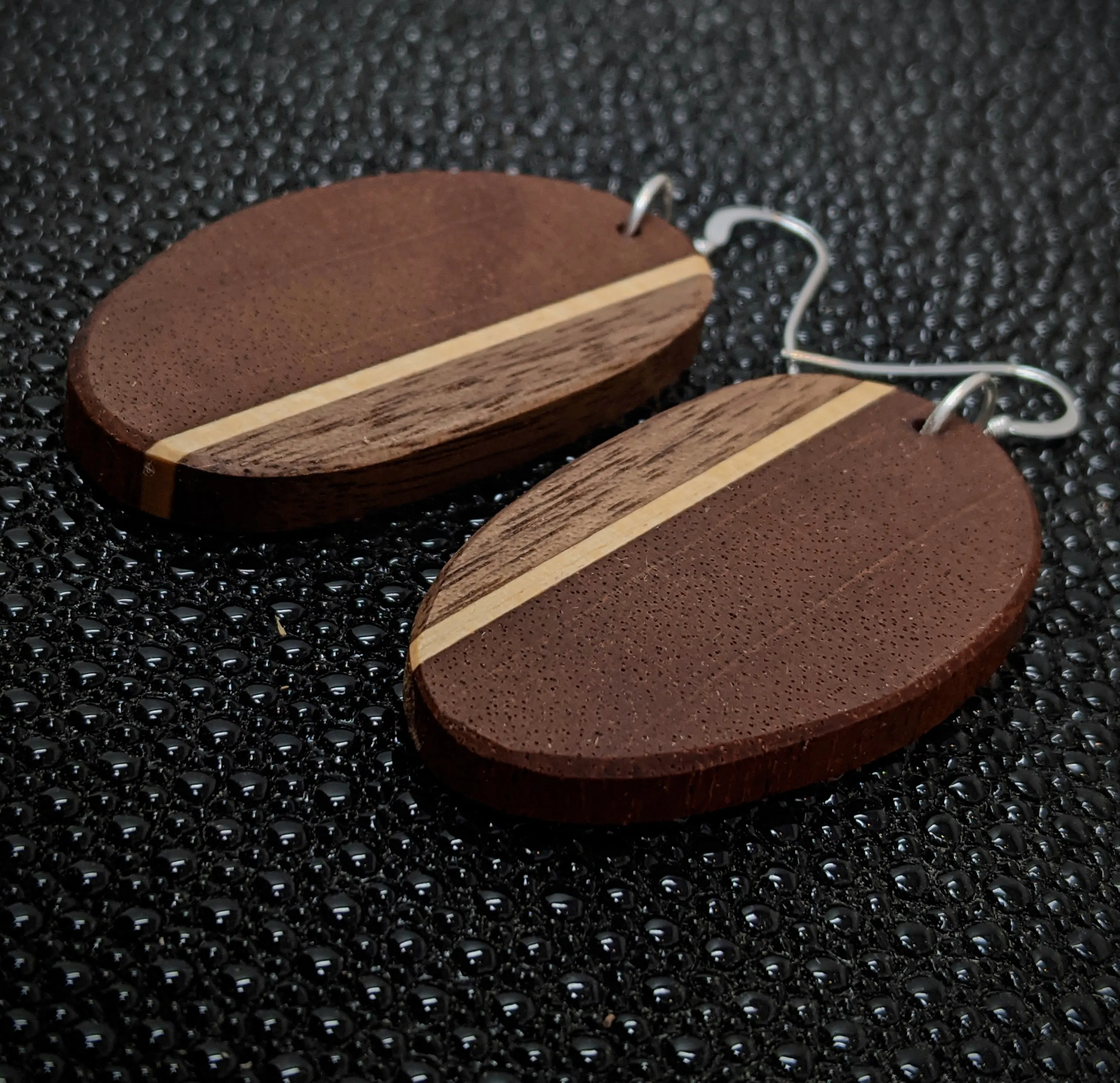 Mahogany Oval Dangle Earrings