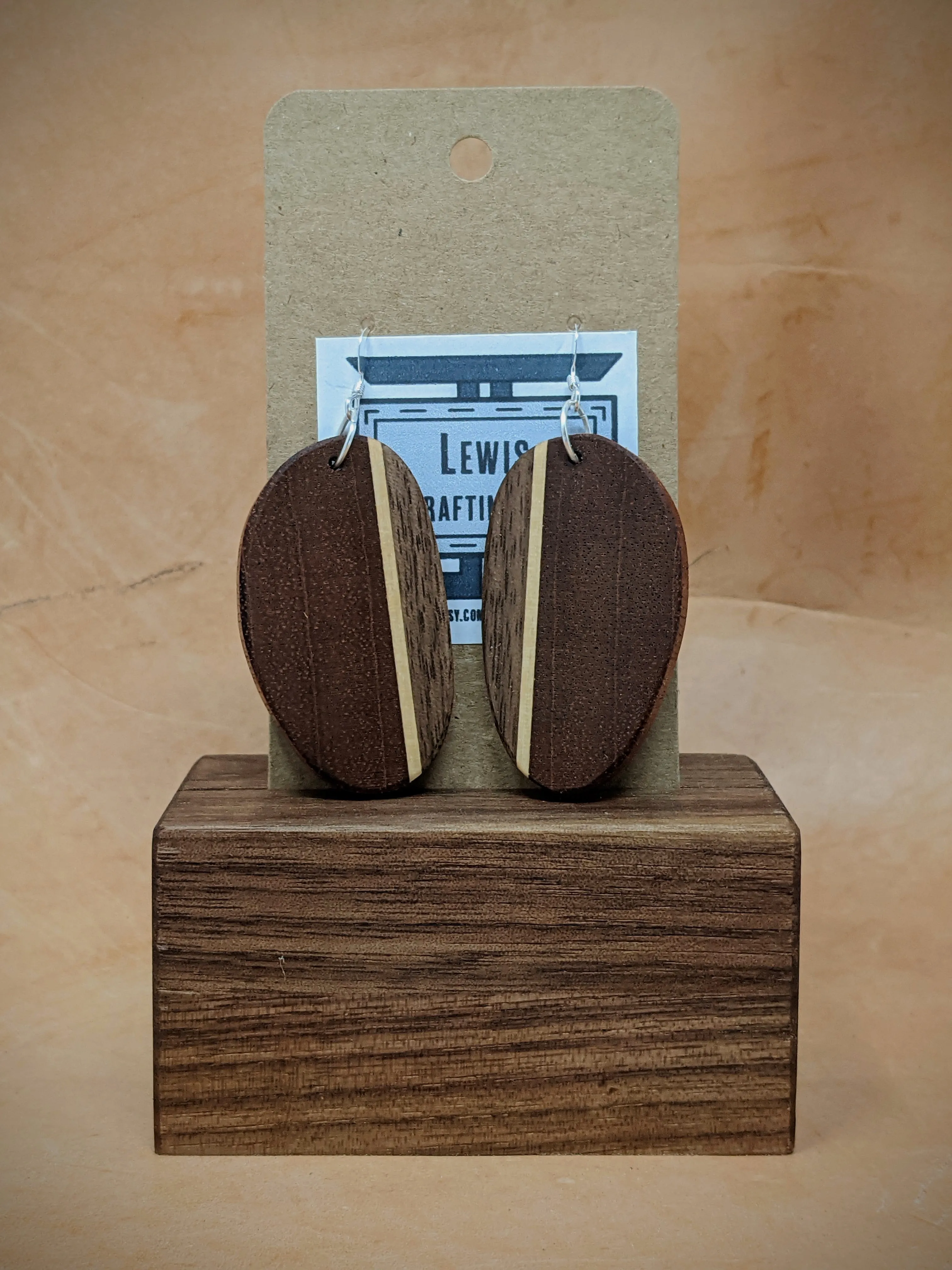 Mahogany Oval Dangle Earrings
