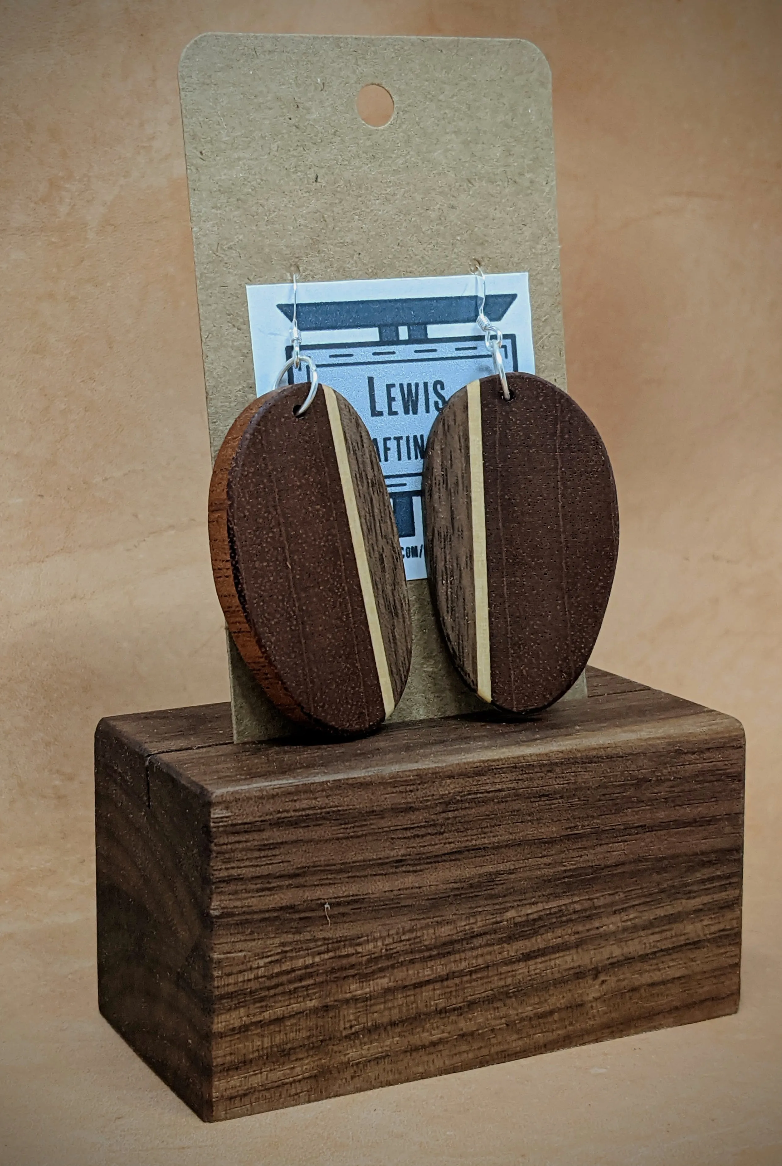 Mahogany Oval Dangle Earrings