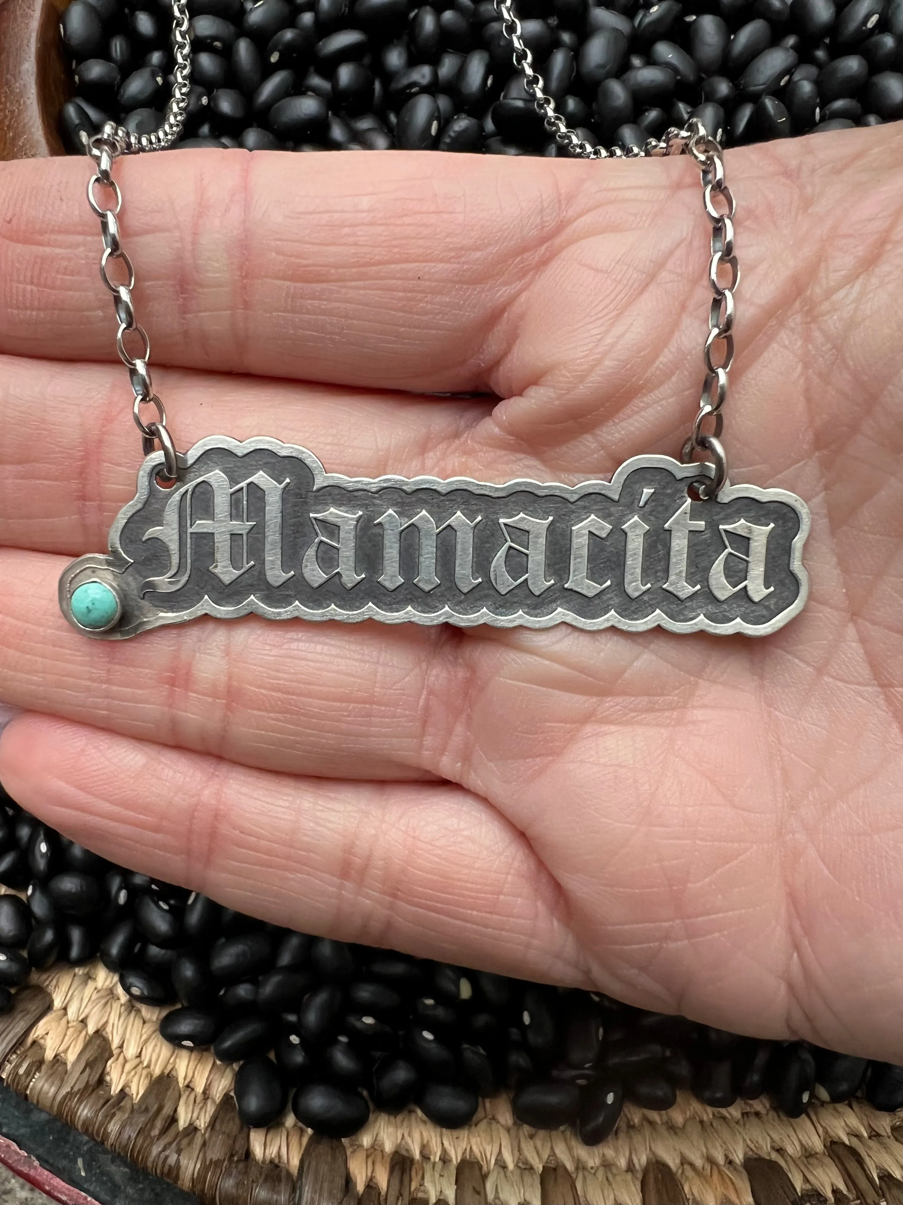 MAMACITA necklace nameplate 18” sterling silver