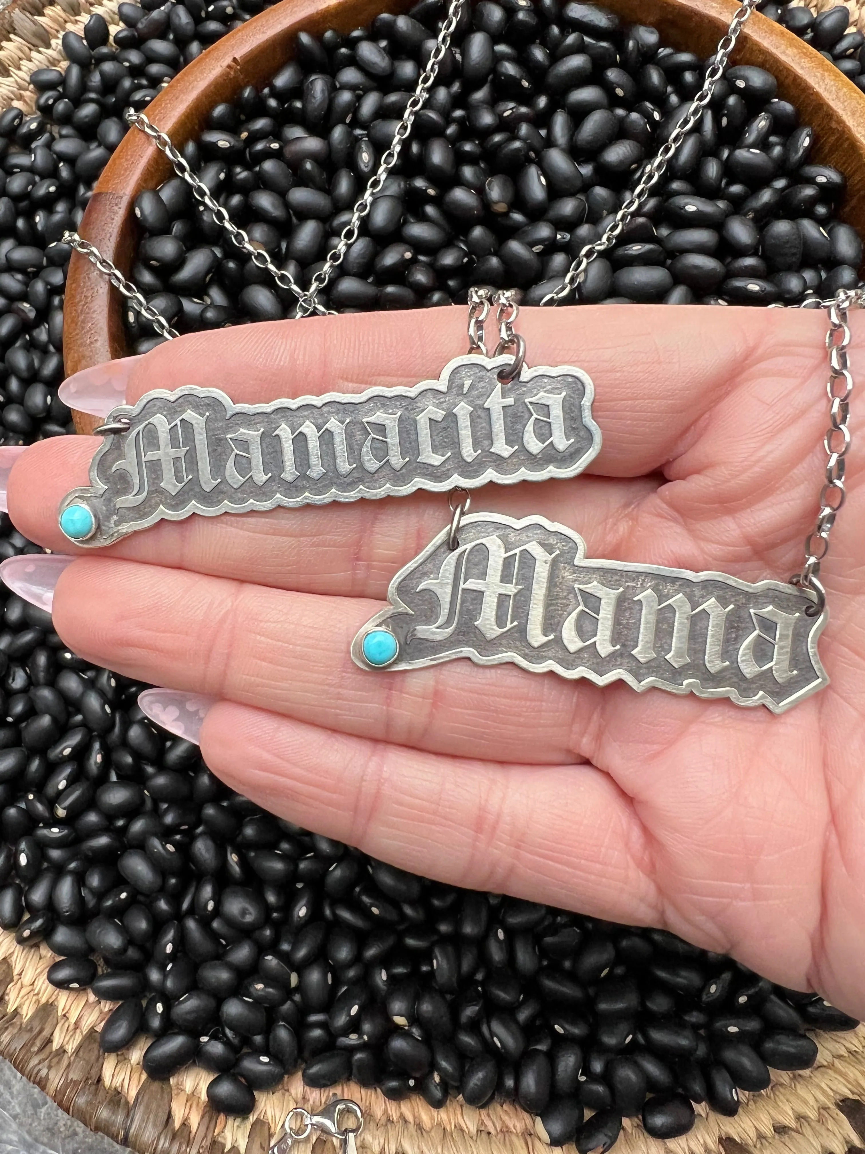 MAMACITA necklace nameplate 18” sterling silver