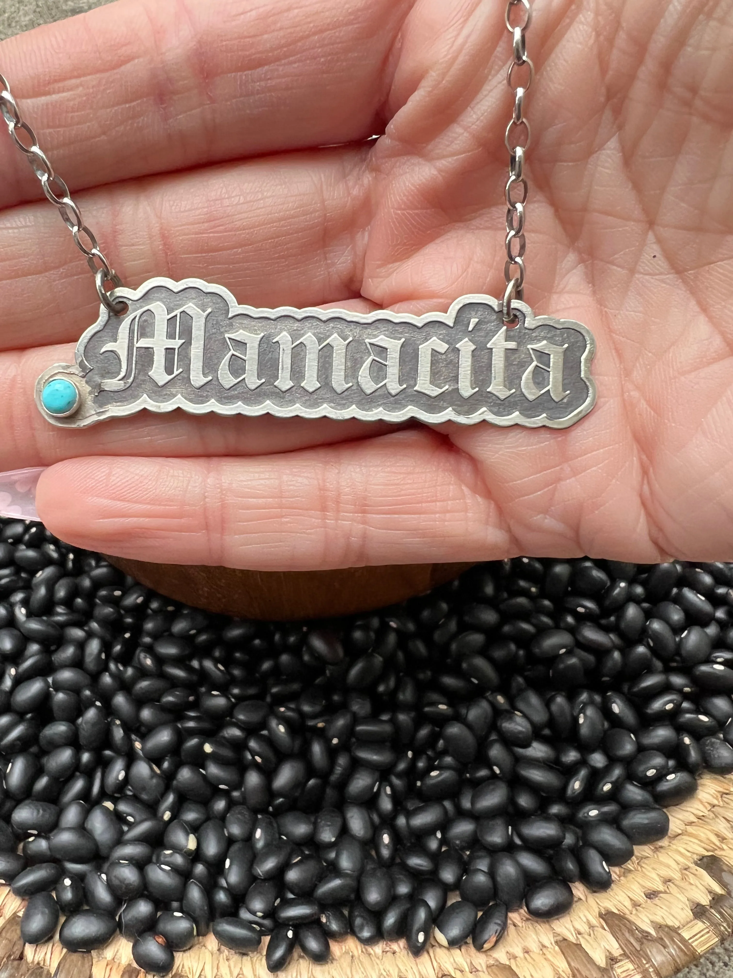 MAMACITA necklace nameplate 18” sterling silver