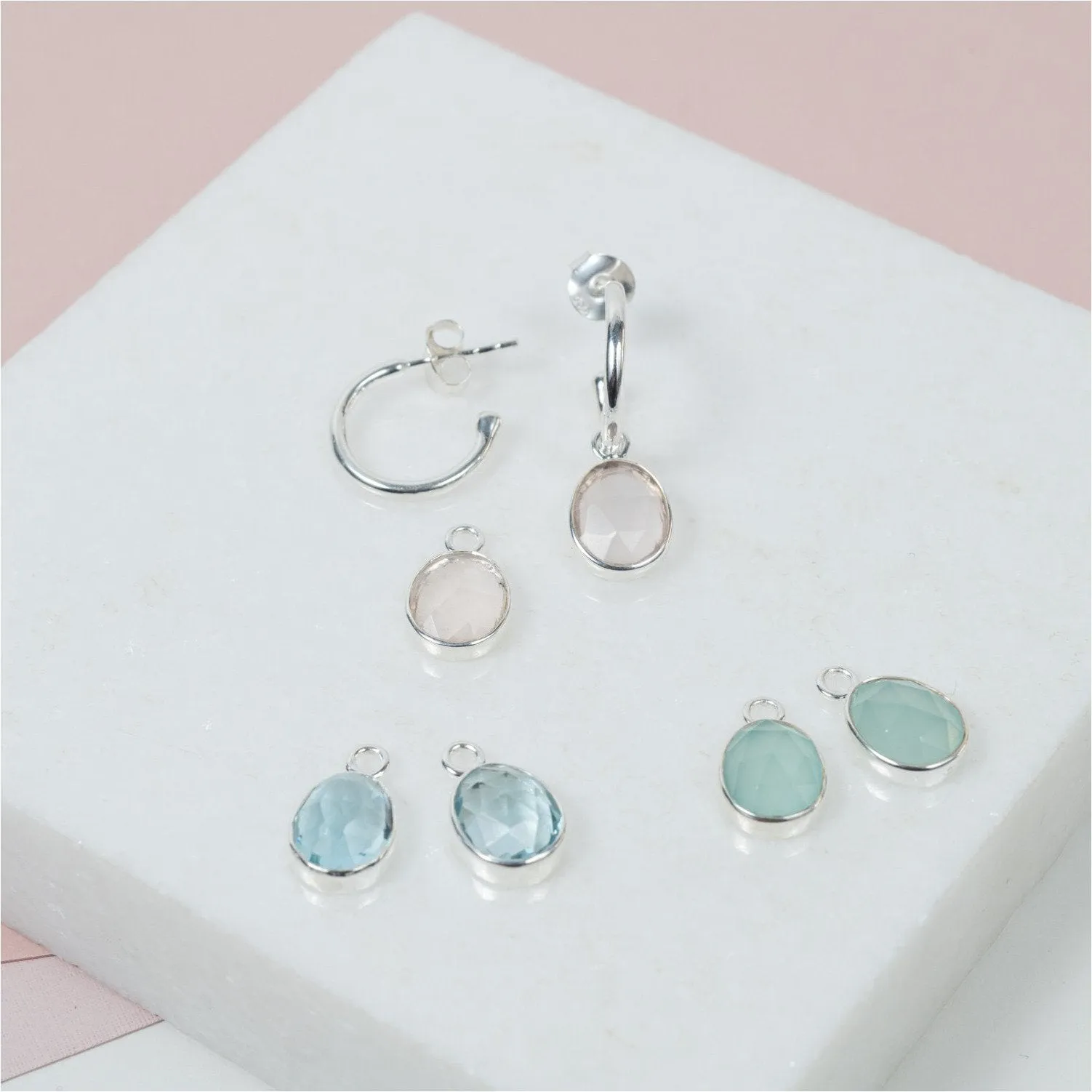 Manhattan Silver & Rose Quartz Interchangeable Gemstone Drops
