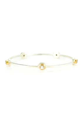 MARGARET ELLIS Five Stone Bangle Bracelet - White Topaz