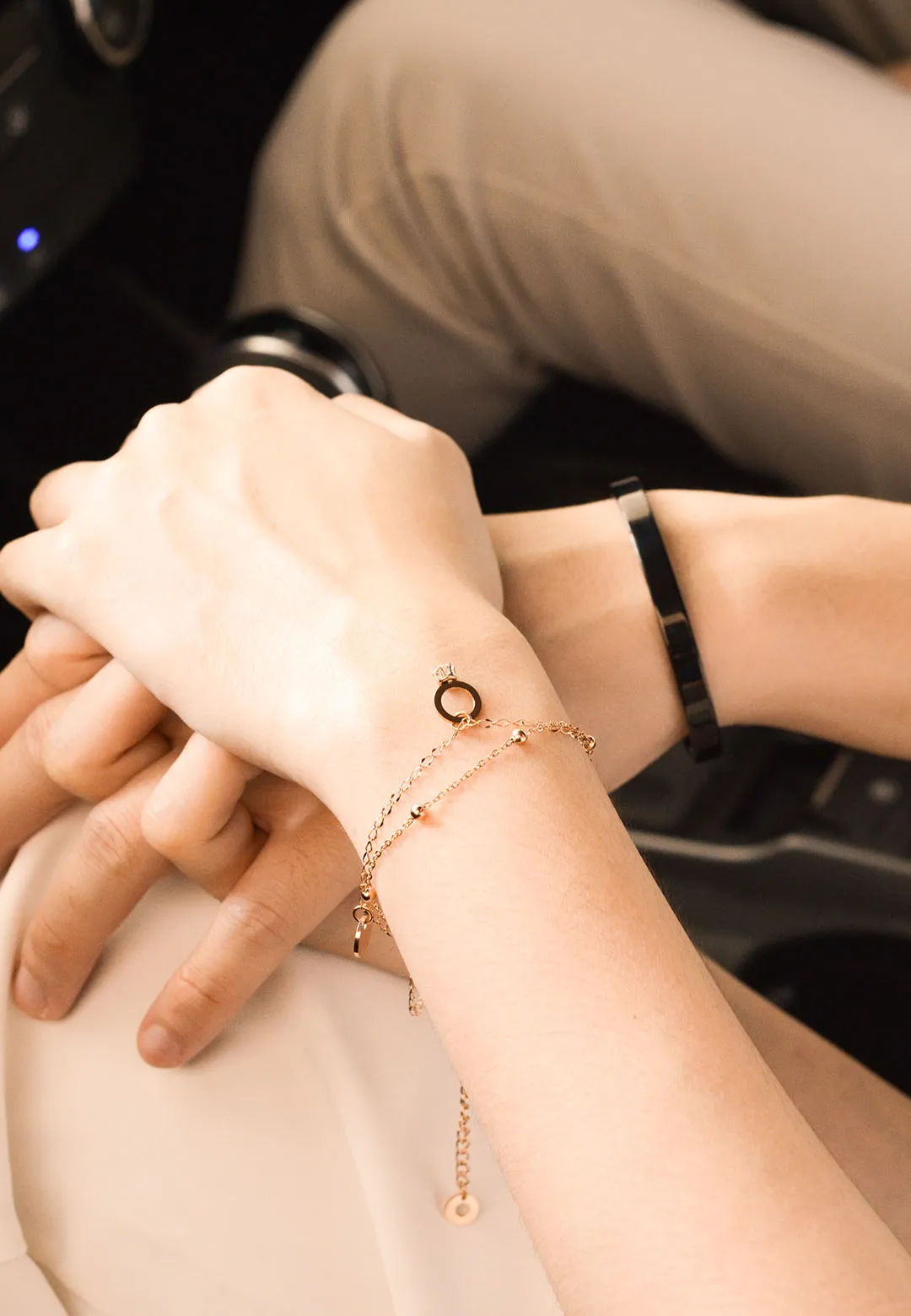Marry Ring Trinket and Love Heart Tag Charm on Multi Layer Chain Bracelet