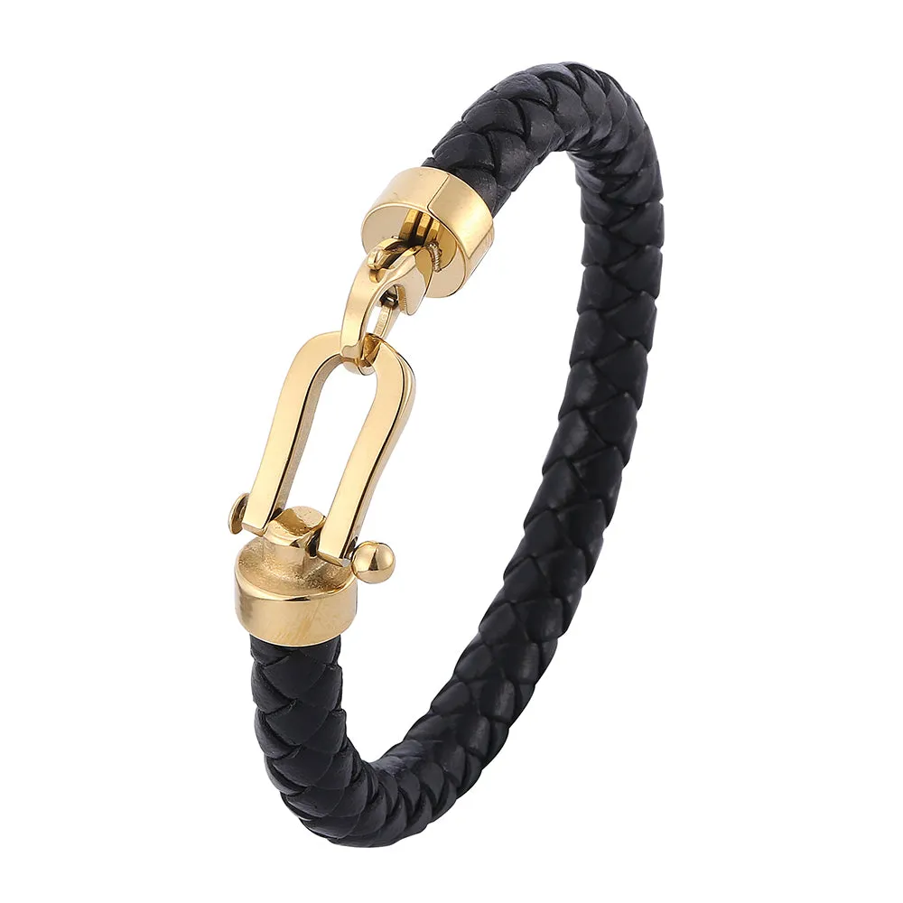 Men's European & American Woven Leather Bracelet