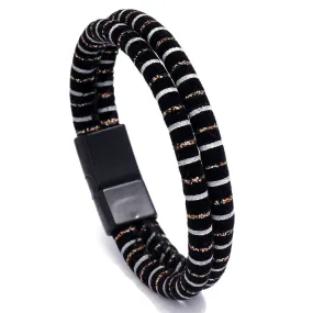 Men's Leather Jewelry Jewelry Ethnic Style Retro Alloy Magnetic Buckle Leather Bracelet
