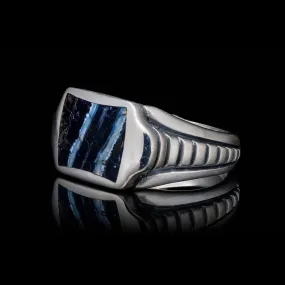 Men's Sleek Blue Mammoth Tooth Ring - Ring 8 Blue MT
