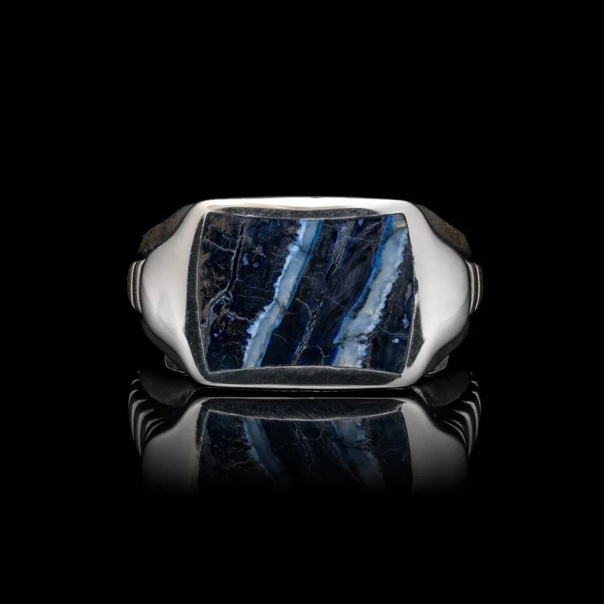 Men's Sleek Blue Mammoth Tooth Ring - Ring 8 Blue MT