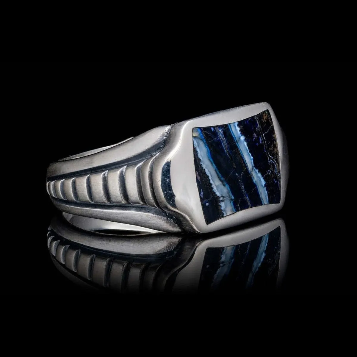 Men's Sleek Blue Mammoth Tooth Ring - Ring 8 Blue MT