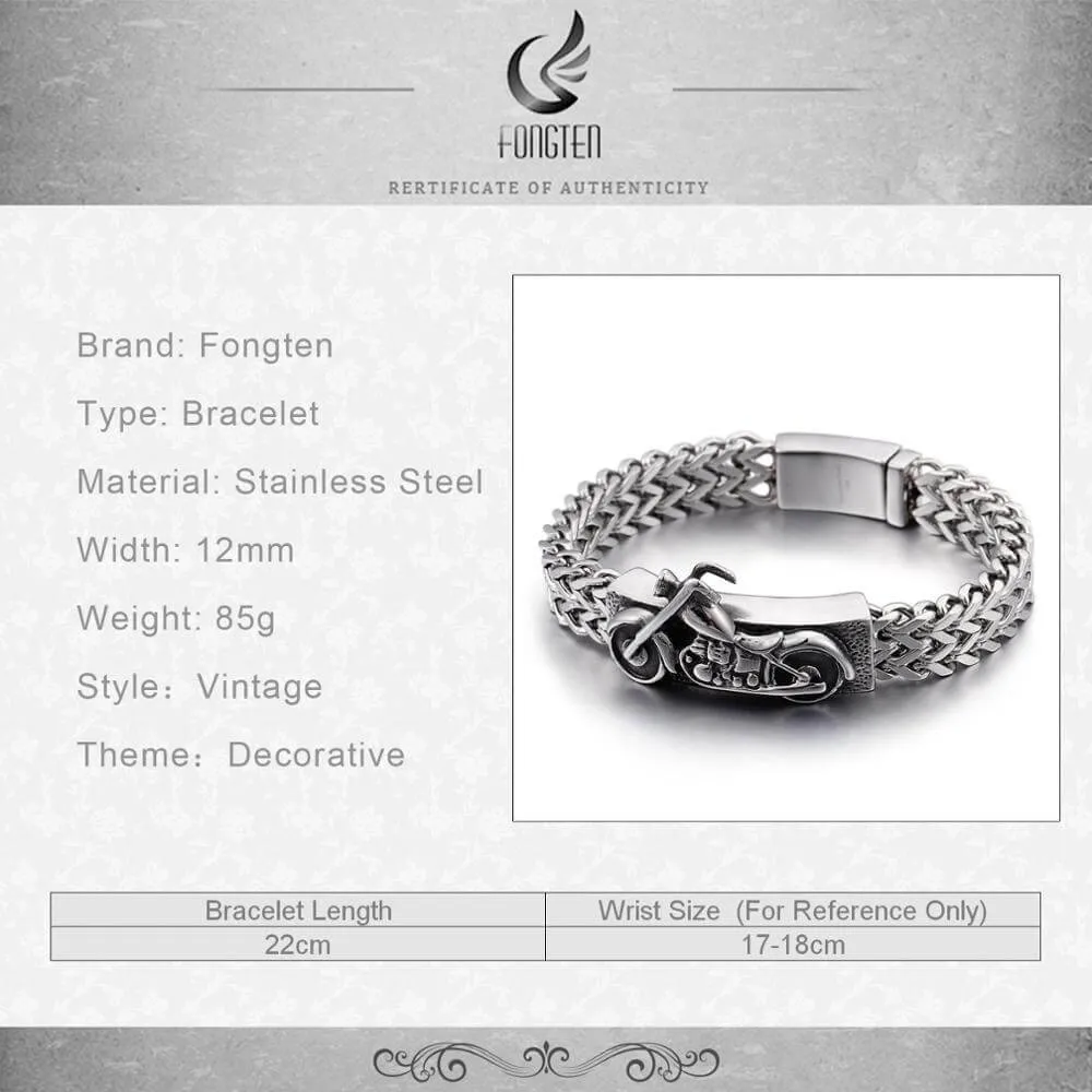 Men's Stainless Steel Retro Mesh Motorcycle Bracelet