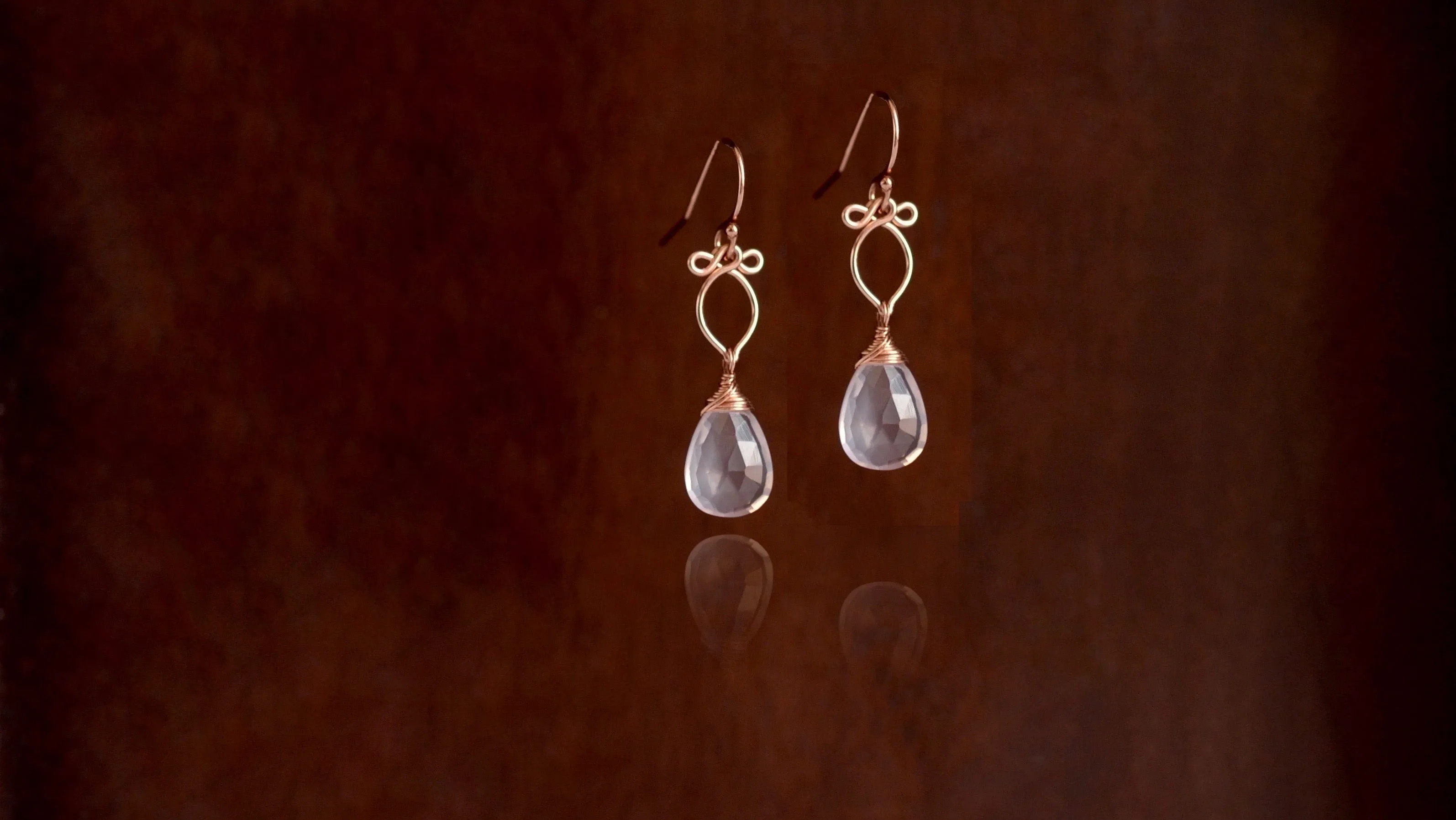 Michaela - Rose Quartz, 14k Rose Gold Filled Earrings