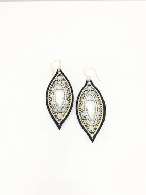 Miguel Ases Crystal Quartz Opalite and Leather Earrings