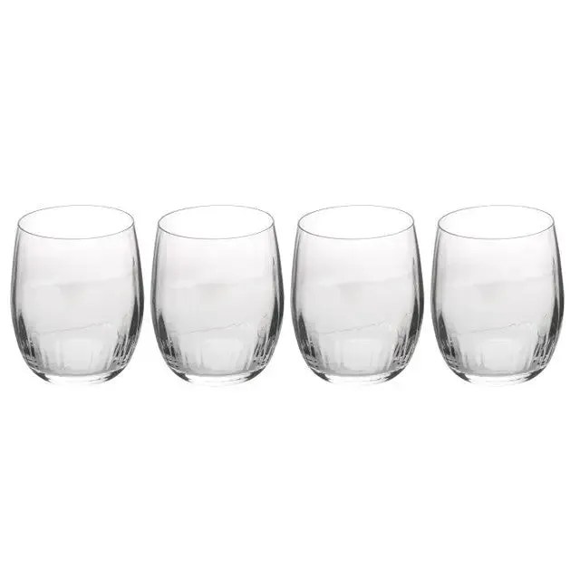 Mikasa Treviso 4-Piece Crystal Stemless Wine Glass Set, 350ml