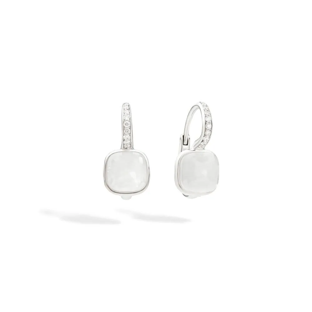 Mil White Quartz & Diamond Nudo Earrings