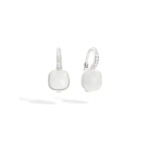 Mil White Quartz & Diamond Nudo Earrings