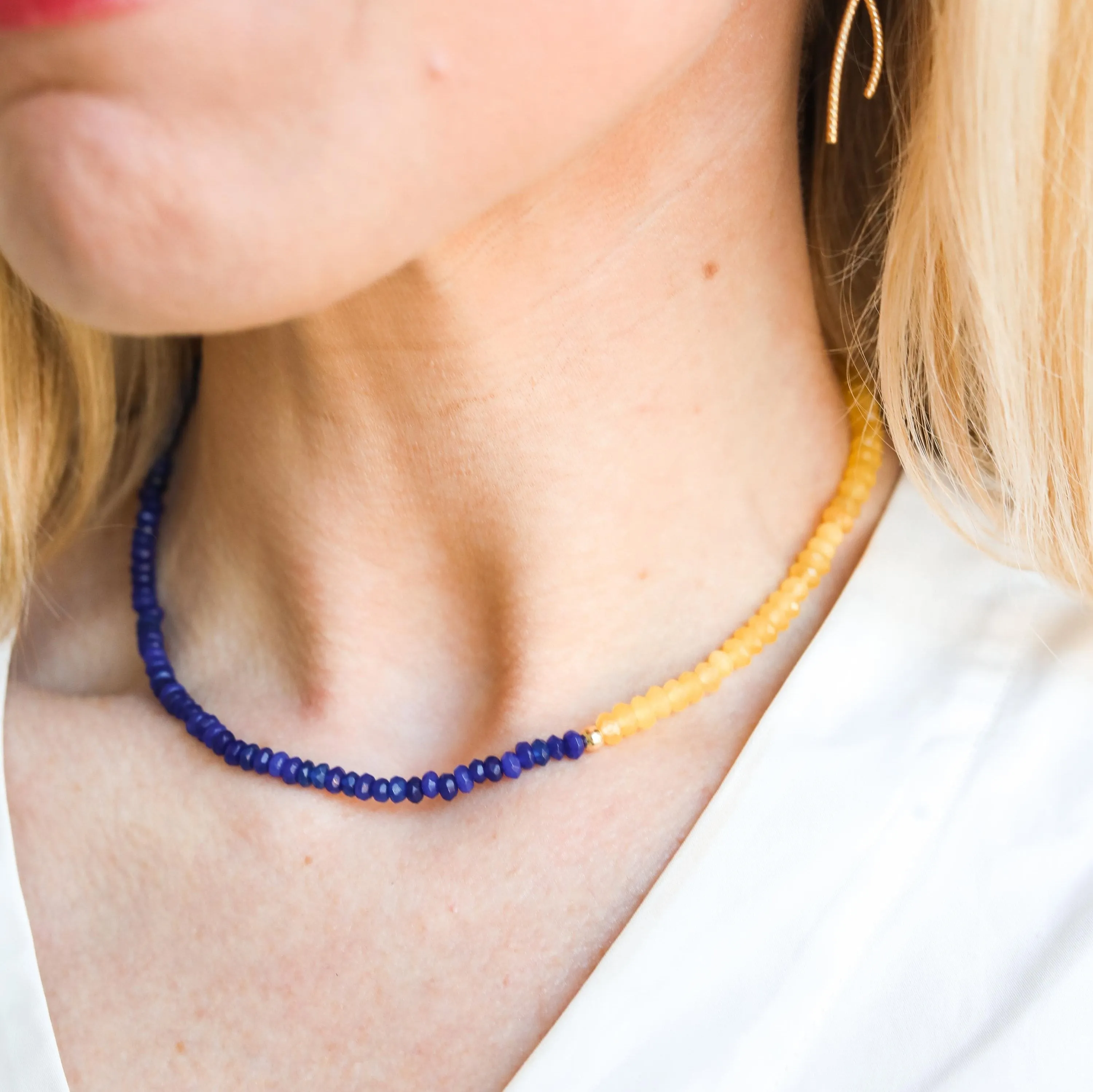 Mini Gem Necklace: Sapphire   Yellow
