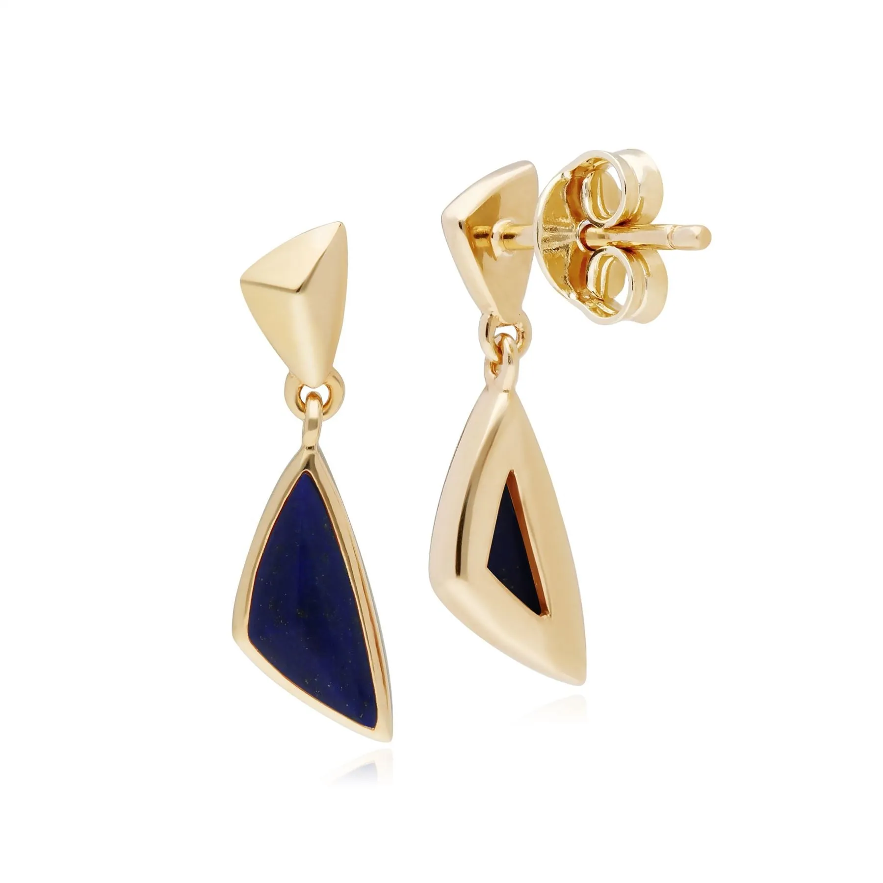 Mini Statement Lapislazuli Tropfen Ohrringe in Vergoldetem 925 Sterling Silber