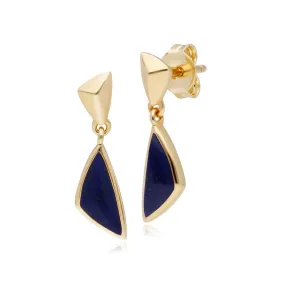 Mini Statement Lapislazuli Tropfen Ohrringe in Vergoldetem 925 Sterling Silber