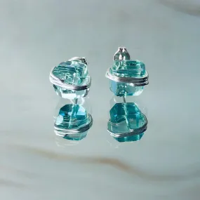 Modern  Aqua Quartz Stud Earrings