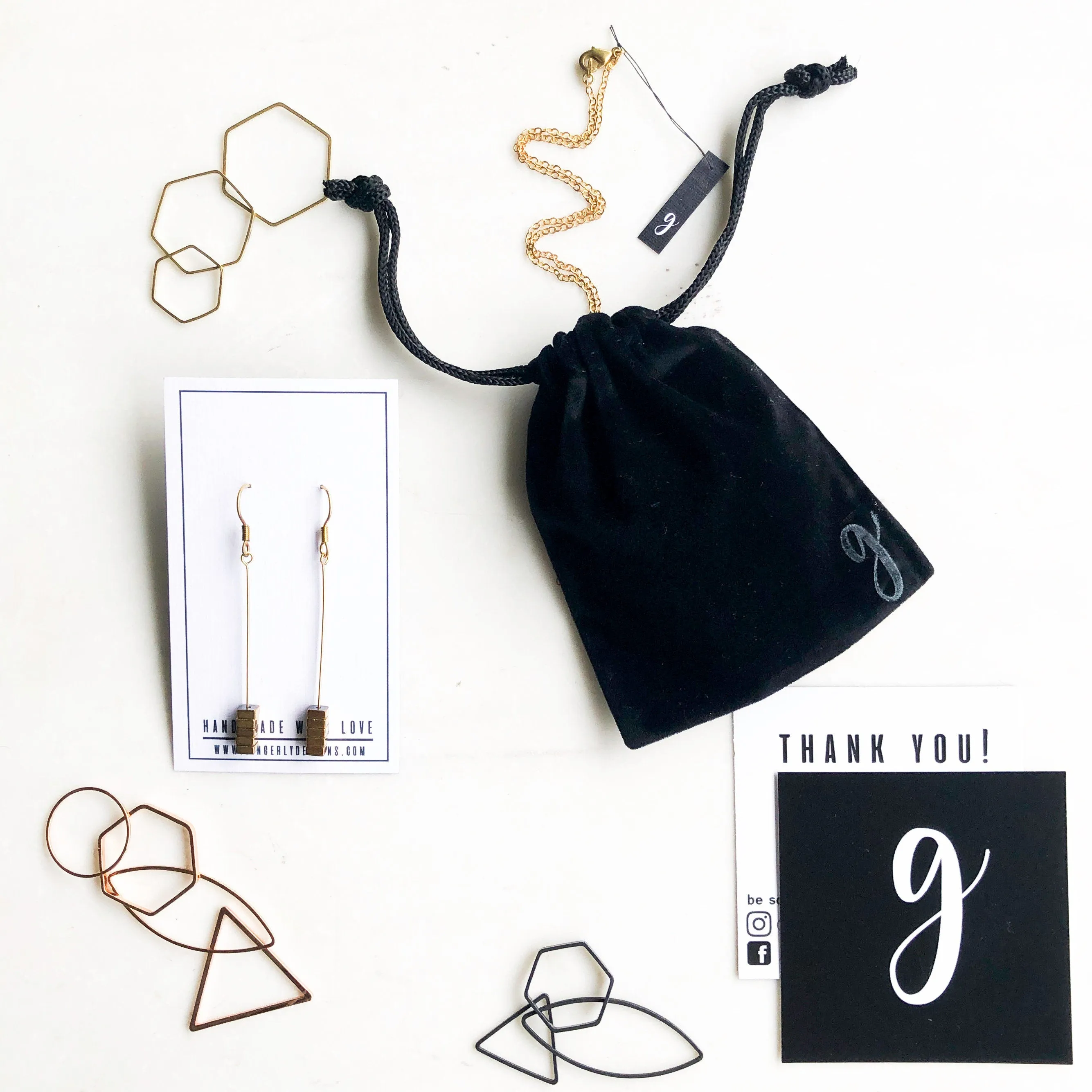 Modern Gold Hexagon Teardrop Locket