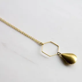 Modern Gold Hexagon Teardrop Locket