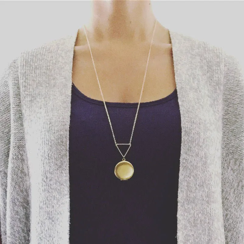 Modern Gold Triangle Geometric Locket