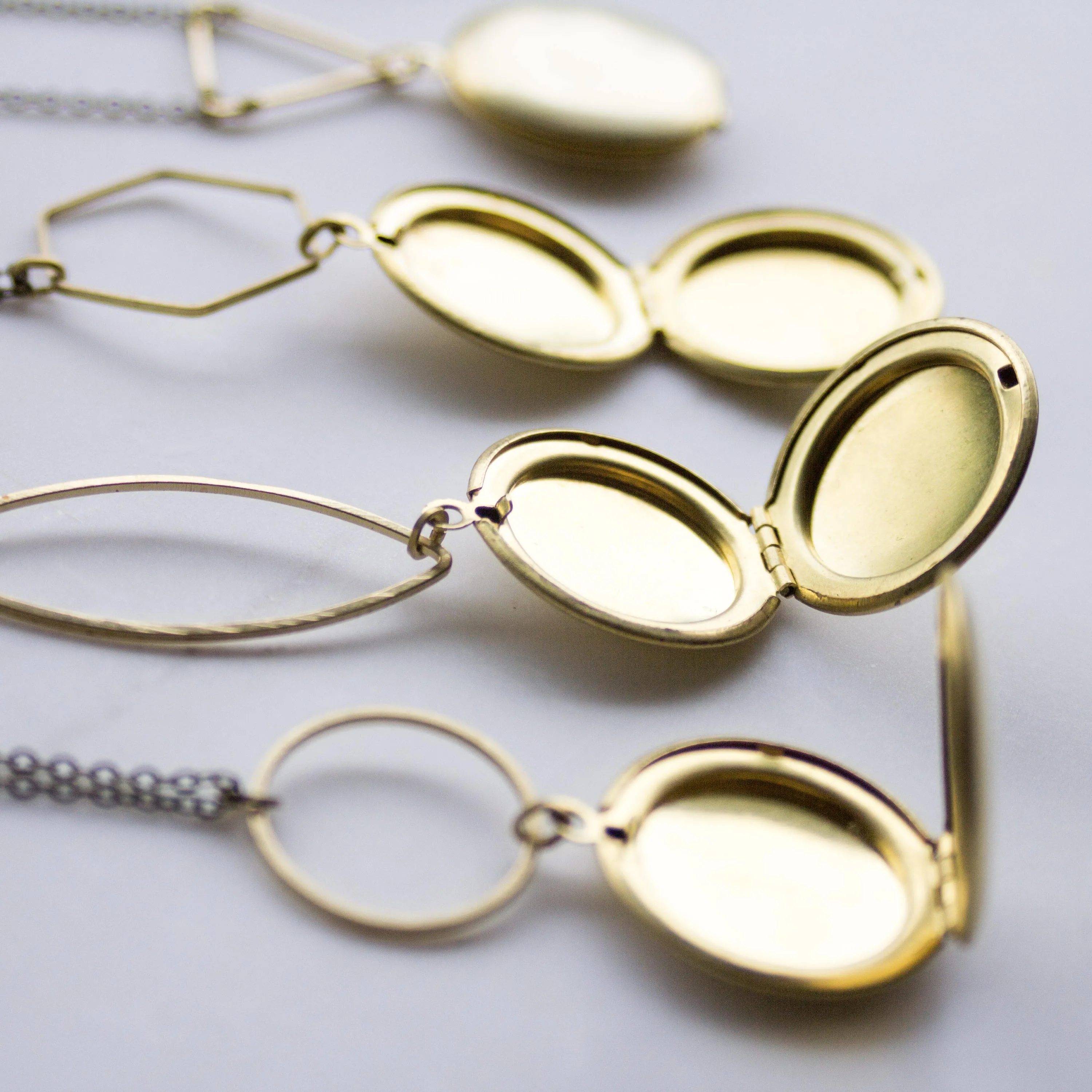 Modern Gold Triangle Geometric Locket