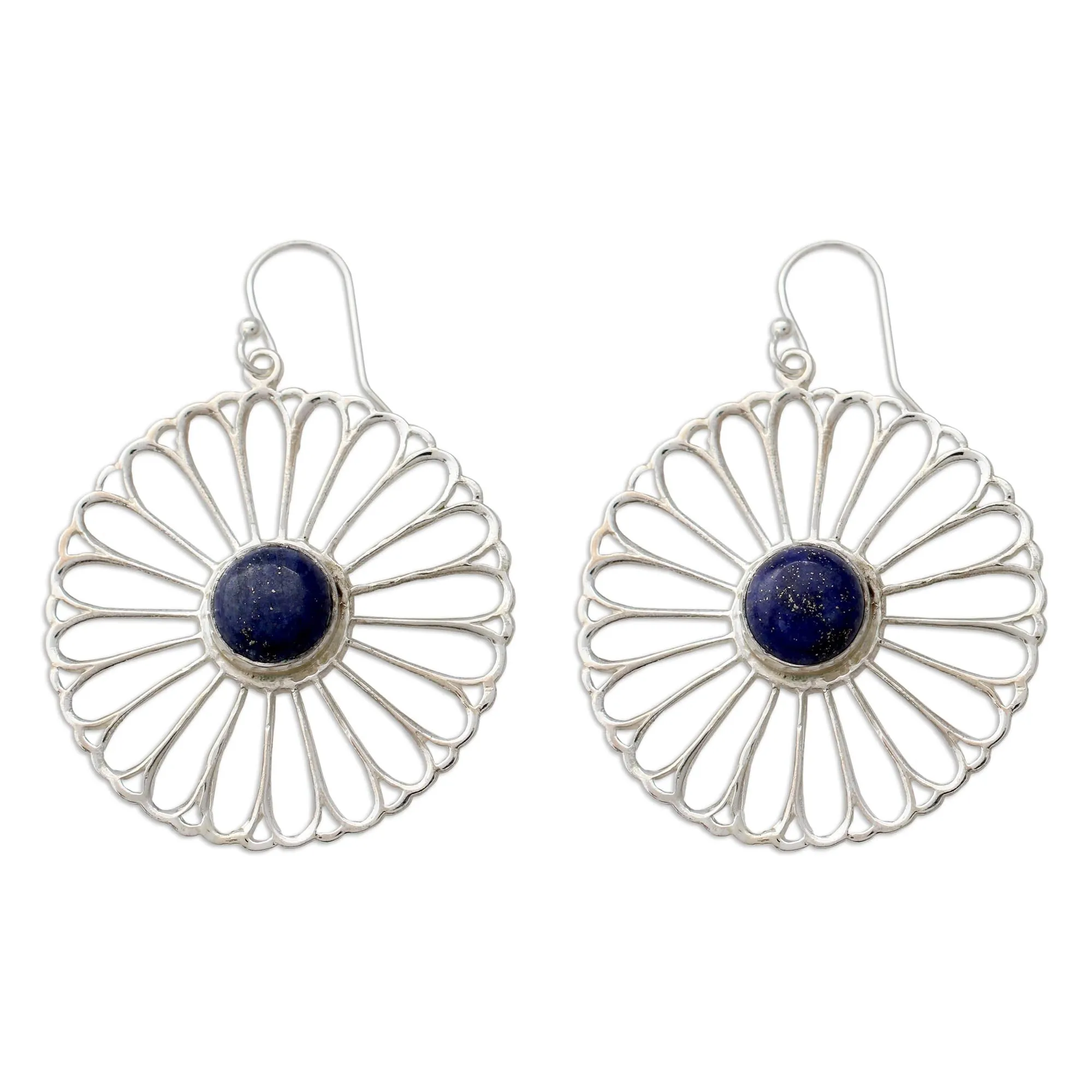 Morning Rays Indian Handmade Lapis Lazuli Dangle Earrings