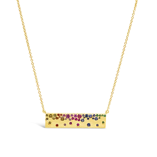 Multi-color Sapphire Bar Pendant