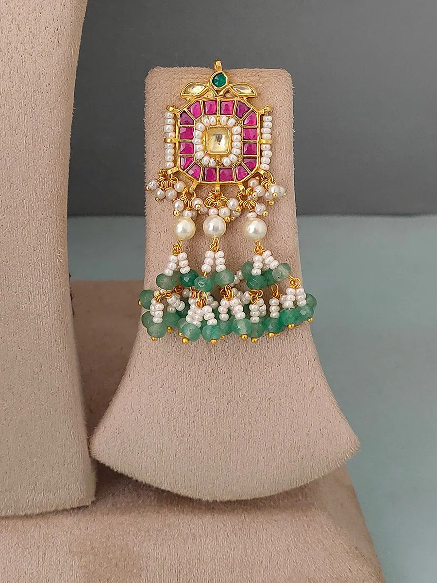 Multicolor Gold Plated Jadau Kundan Necklace Set - MS1399MA