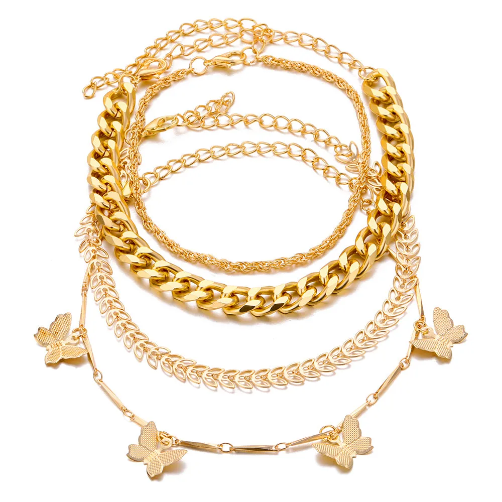 Multilayer Bracelet Simple Thick Chain Butterfly Lock Bracelet