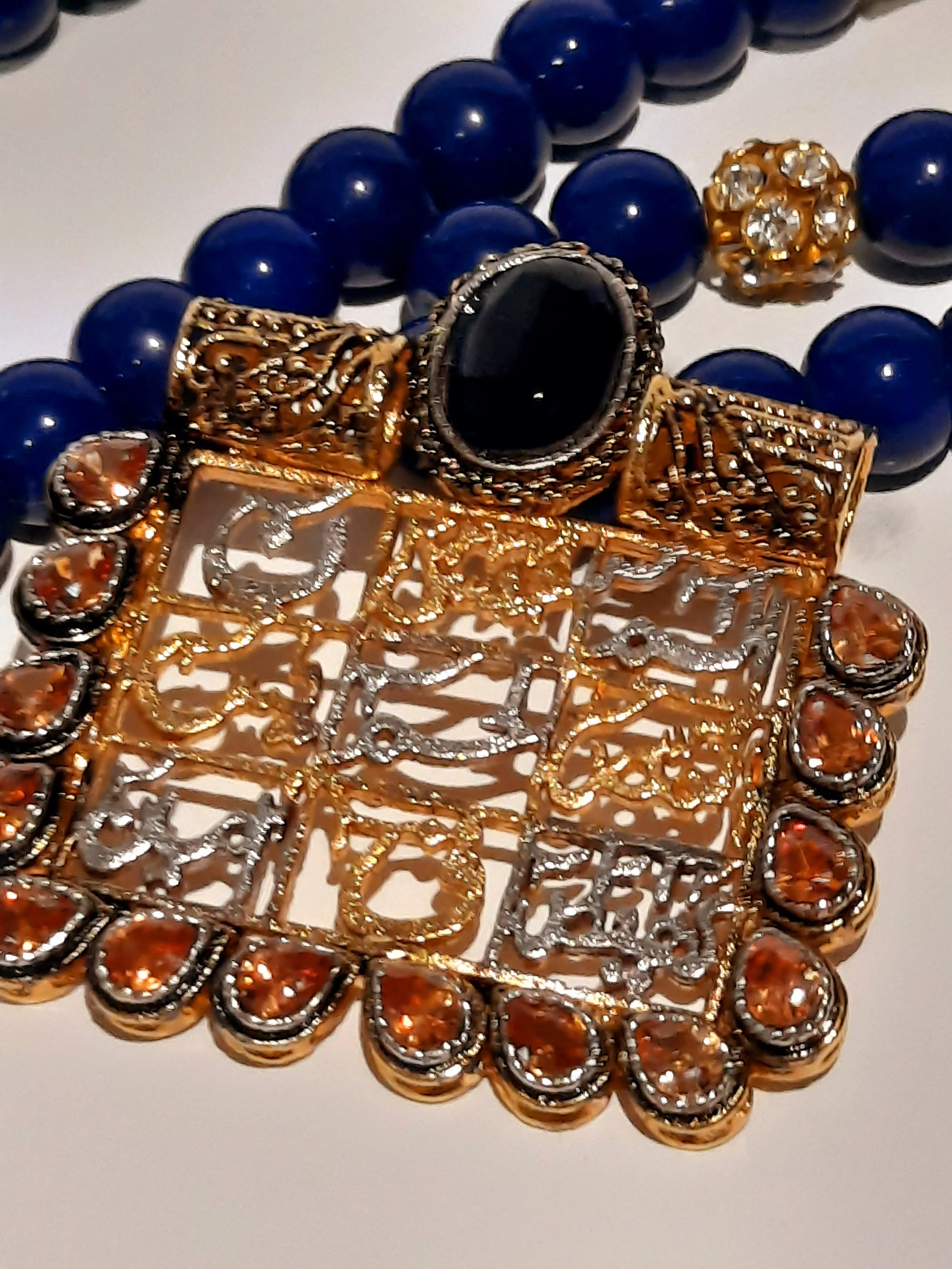 NATASHAHS BLUE STONES LOH-E-QURANI LOCKET - MAALA STYLE
