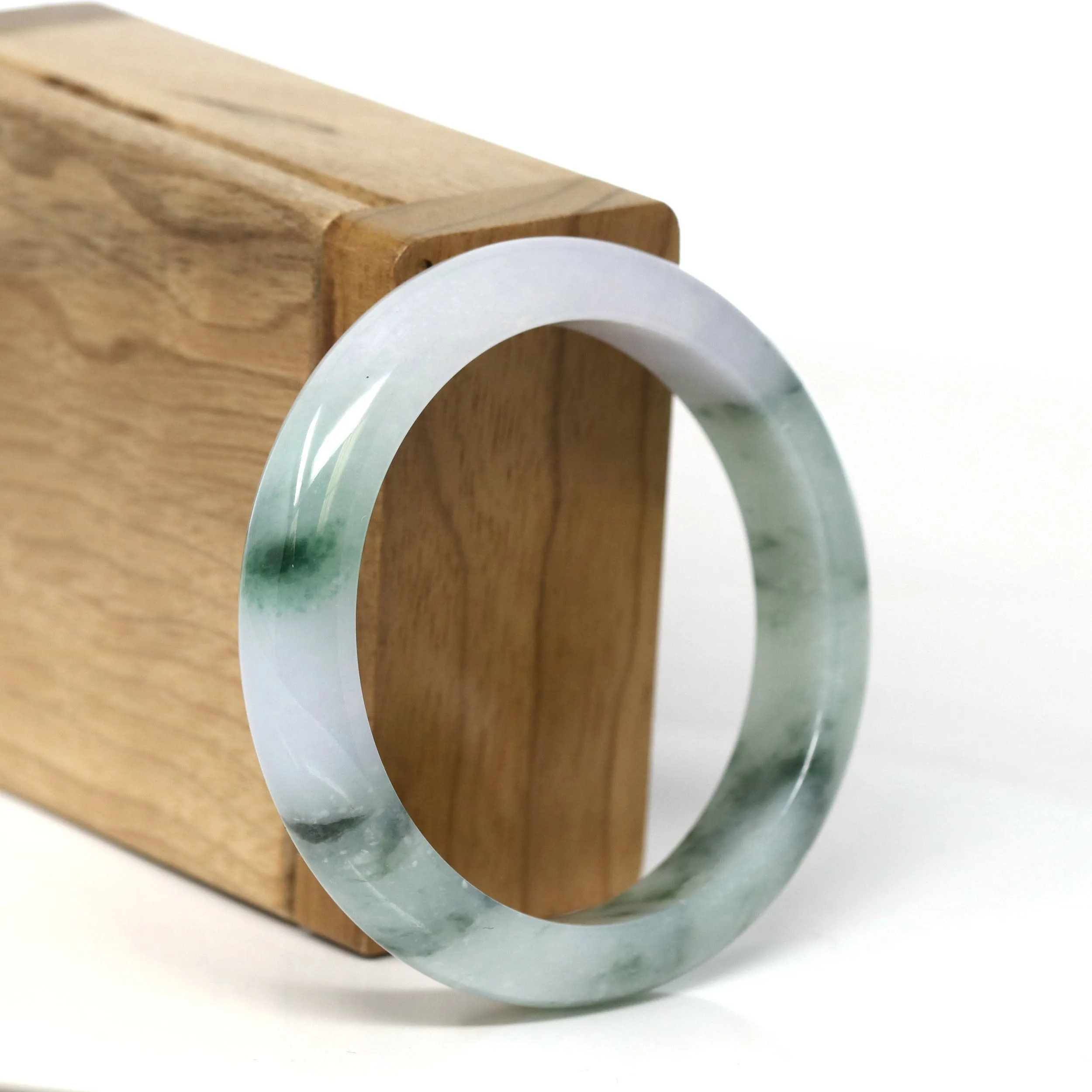 Natural Burmese Blue Green Lavender Jadeite Jade Bangle Bracelet (53.45mm) #T281