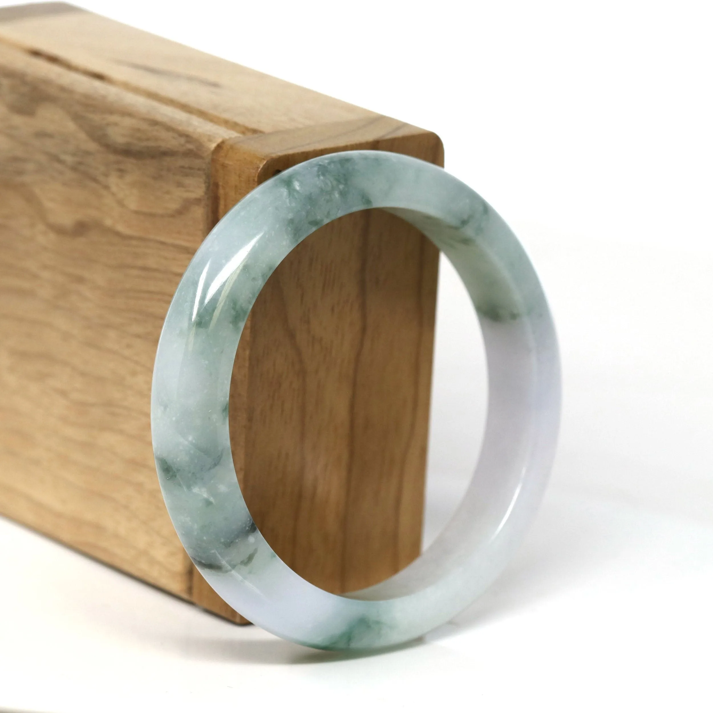 Natural Burmese Blue Green Lavender Jadeite Jade Bangle Bracelet (53.45mm) #T281