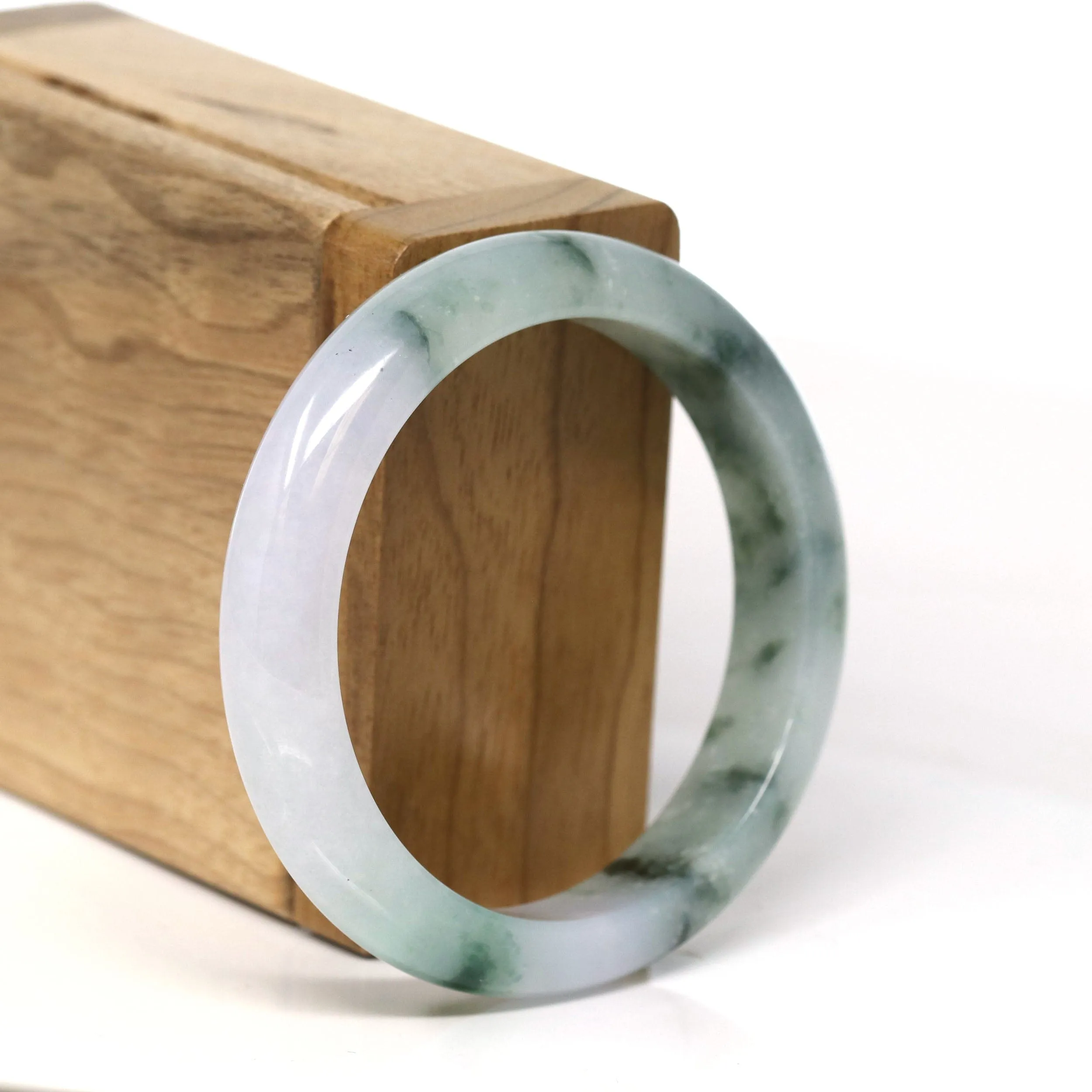 Natural Burmese Blue Green Lavender Jadeite Jade Bangle Bracelet (53.45mm) #T281