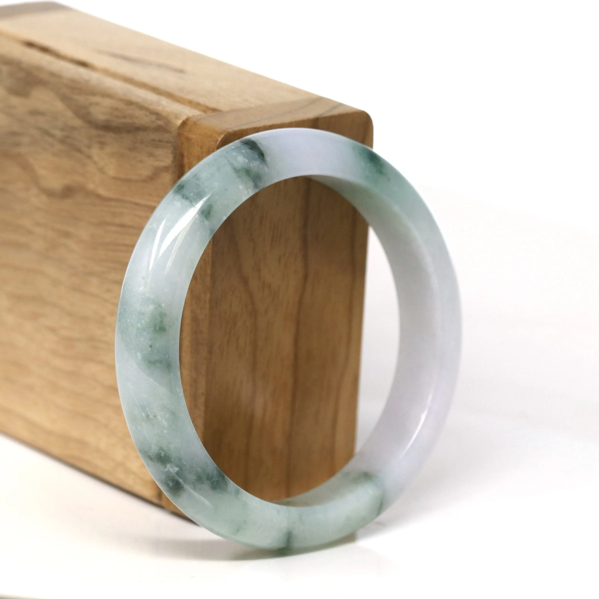 Natural Burmese Blue Green Lavender Jadeite Jade Bangle Bracelet (53.45mm) #T281