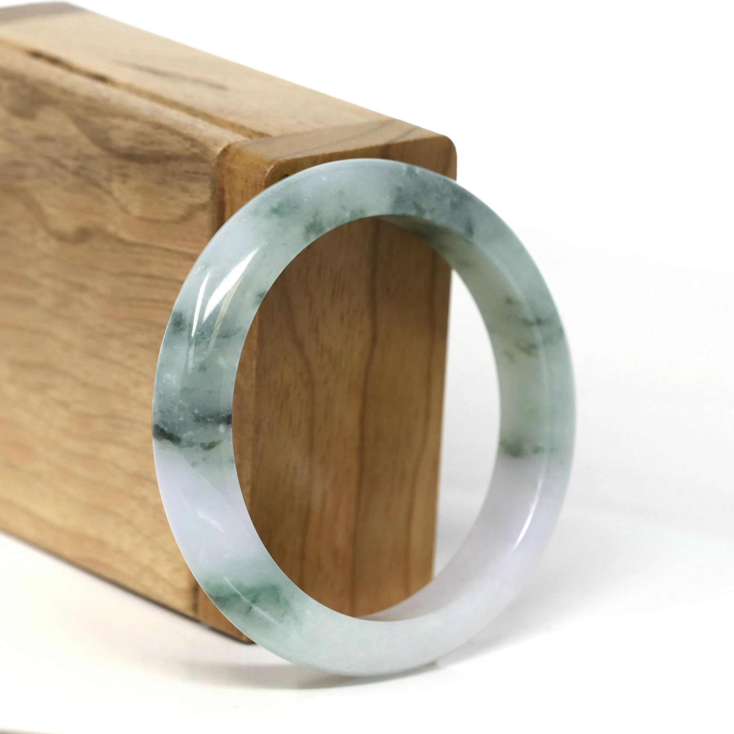 Natural Burmese Blue Green Lavender Jadeite Jade Bangle Bracelet (53.45mm) #T281