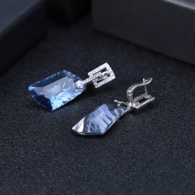 Natural Lolite Blue Mystic Quartz Drop Earrings - 42.40ct