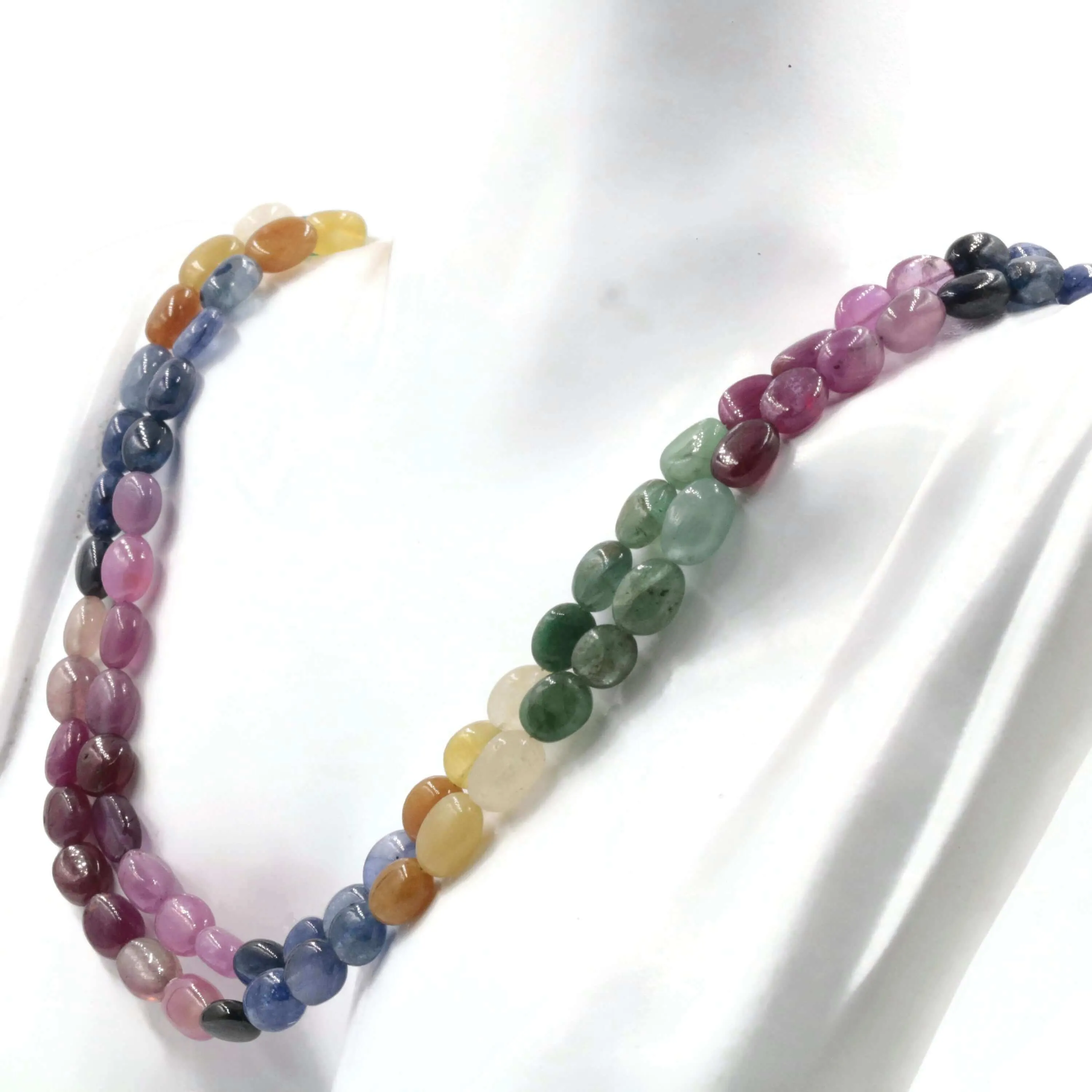 Natural Multi Color Sapphire Emerald and Ruby Necklace May BirthstoneJuly Birthstone September Birthstone SKU 6142720